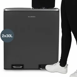 Poubelle à pédale 2 x 30L, grey edition - 916