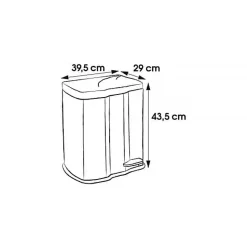 Poubelle à pédale avec 2 bacs 7 et 15 litres