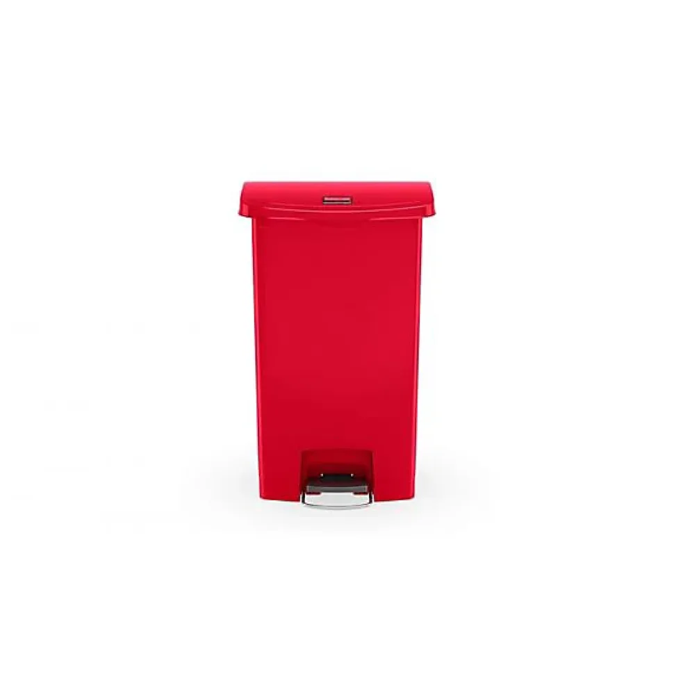 Poubelle à pédale frontale Rubbermaid Slim Jim rouge 30L