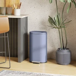 Poubelle à pédale 30L - poubelle de cuisine - poubelle ronde - métal gris