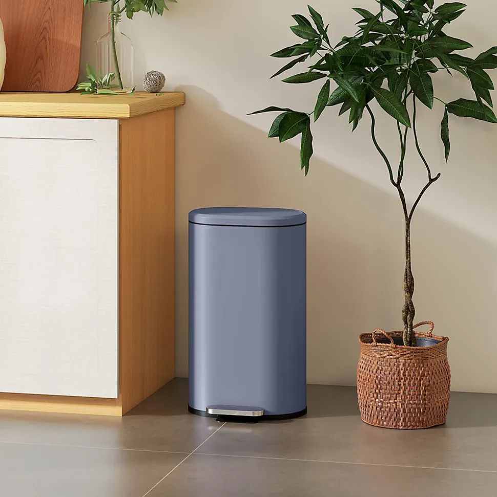Poubelle à pédale 30L - poubelle de cuisine - poubelle ronde - métal gris