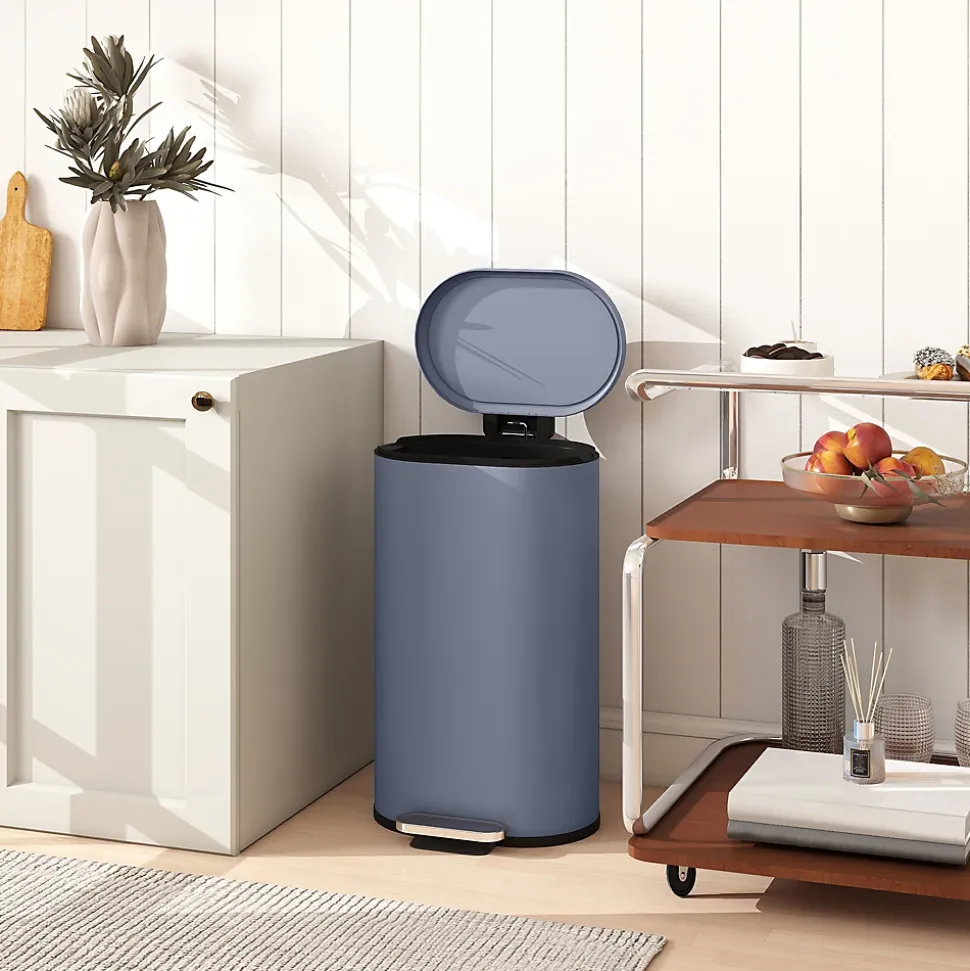 Poubelle à pédale 30L - poubelle de cuisine - poubelle ronde - métal gris
