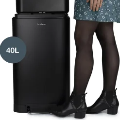 Poubelle à pédale 40L, black edition - 867