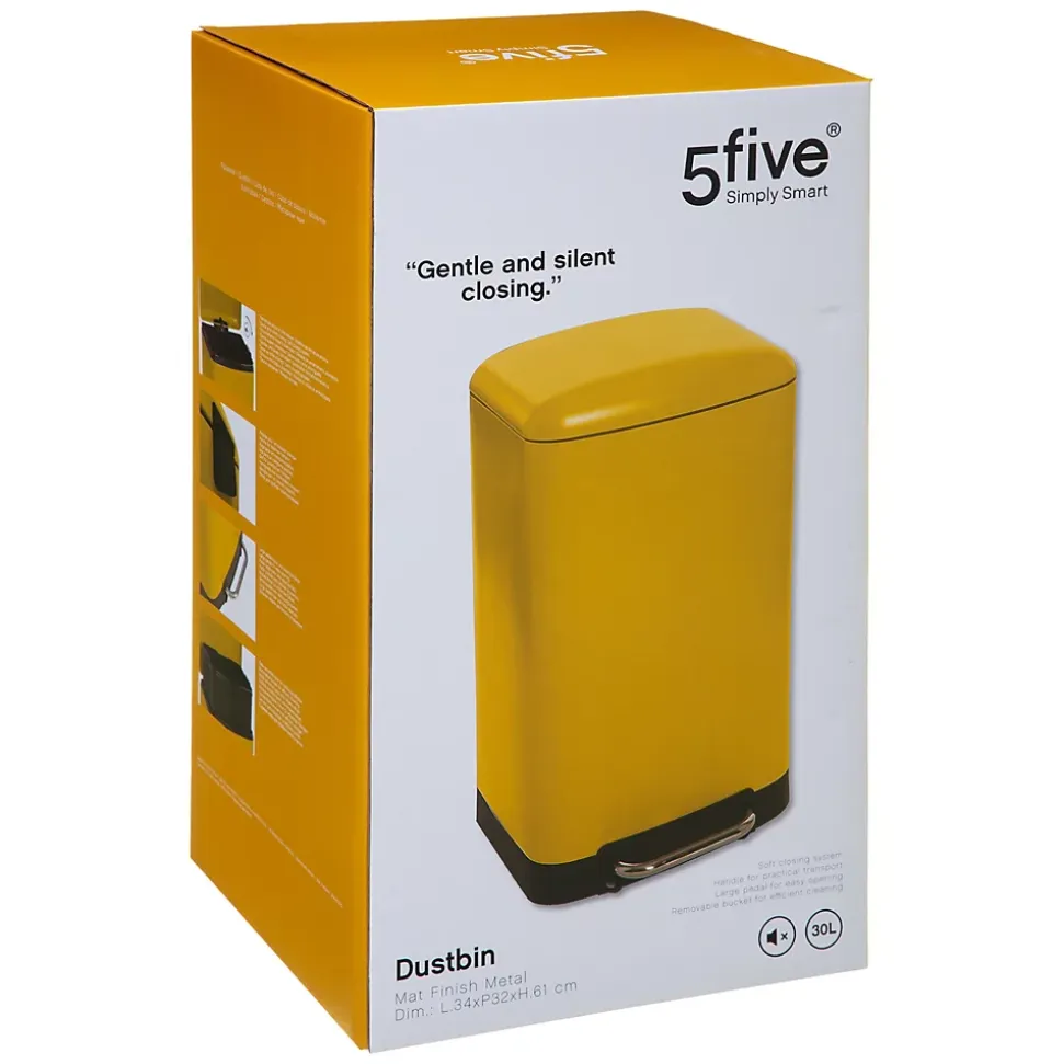 Poubelle à pédale rectangle Ariane 5Five 30L jaune