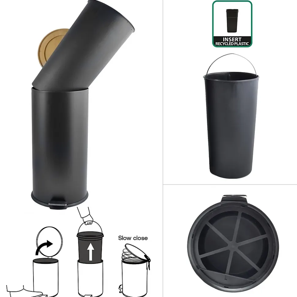 Poubelle Adonis noir matt 30L Spirella