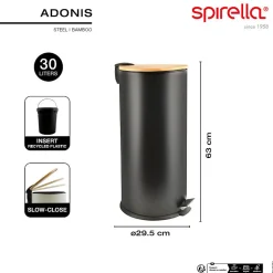 Poubelle Adonis noir matt 30L Spirella