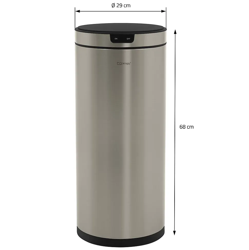 Poubelle automatique avec capteur ML-Design 40L argenté en inox avec anneau de maintien pour sac