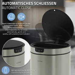 Poubelle automatique avec capteur ML-Design 40L argenté en inox avec anneau de maintien pour sac