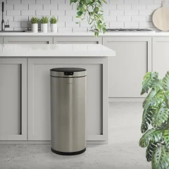 Poubelle automatique avec capteur ML-Design 40L argenté en inox avec anneau de maintien pour sac
