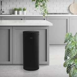 Poubelle automatique avec capteur ML-Design 40L noir aspect mat avec anneau de maintien pour sac