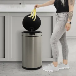 Poubelle automatique avec capteur ML-Design 30L argenté en inox avec anneau de maintien pour sac