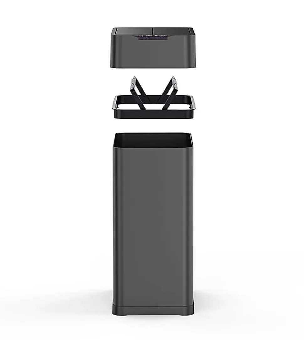 Poubelle automatique inox SILVERLAKE noir 60L