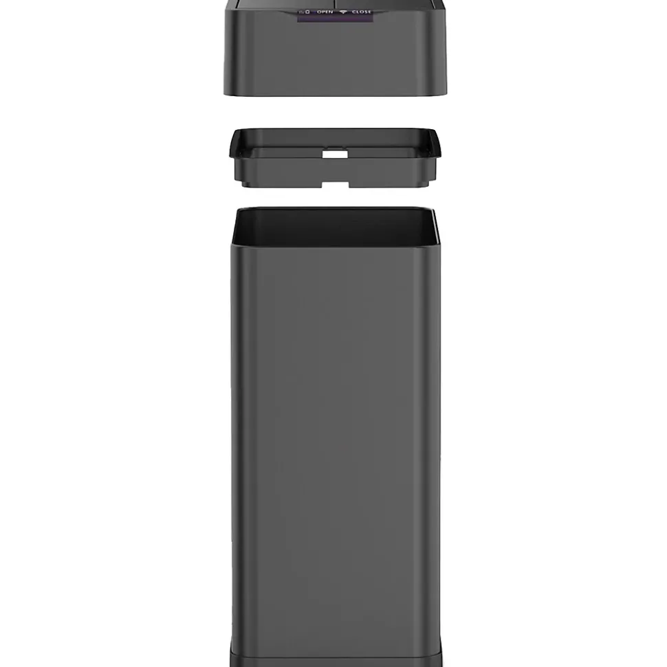 Poubelle automatique inox SILVERLAKE noir 70L