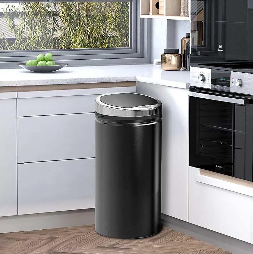 Poubelle automatique 42L - capteur de mouvement - bac interne amovible - acier inox noir