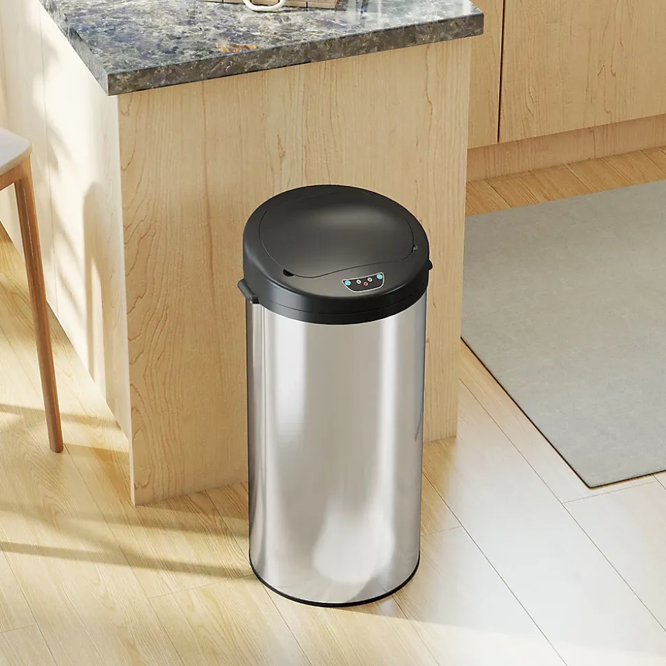 Poubelle automatique 30L dim. 32 x 30 x 68 cm - capteur de mouvement - acier inox brossé