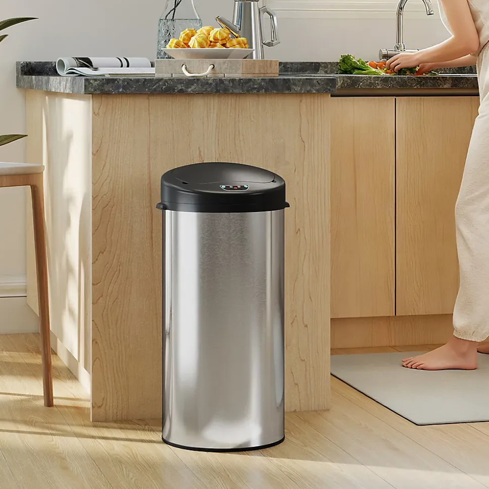 Poubelle automatique 30L dim. 32 x 30 x 68 cm - capteur de mouvement - acier inox brossé