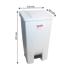 Poubelle éco à pédale 120 L - couvercle blanc