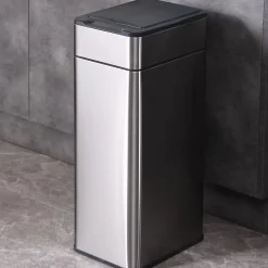 Poubelle cuisine automatique latérale - Ouverture papillon - Inox SS304 - 60L - Piles ou batterie