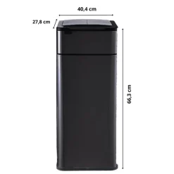 Poubelle cuisine automatique latérale - Ouverture papillon - Noir mat - 60L - Piles ou batterie