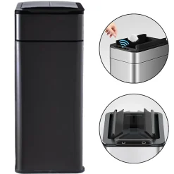 Poubelle cuisine automatique latérale - Ouverture papillon - Noir mat - 60L - Piles ou batterie