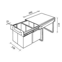 Poubelle cuisine blanc POPPY - poubelle encastrable 2 x 20 litres