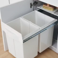 Poubelle cuisine blanc POPPY - poubelle encastrable 2 x 20 litres