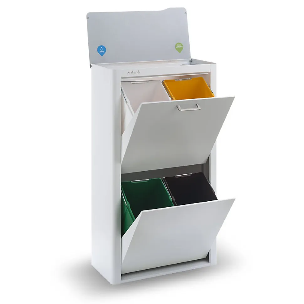 Poubelle cuisine de tri sélectif CUBEK, 4 compartiments de 20 litres.