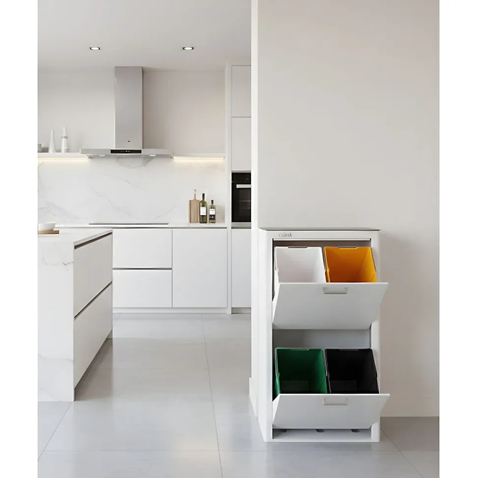 Poubelle cuisine de tri sélectif CUBEK, 4 compartiments de 20 litres.