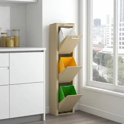 Poubelle cuisine de tri sélectif CUBEK, 3 compartiments de 20 litres.