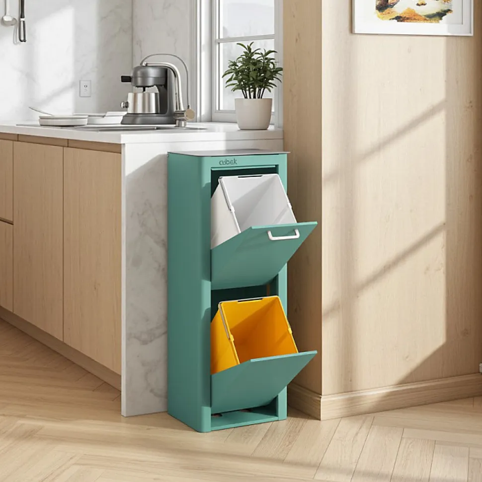 Poubelle cuisine de tri sélectif CUBEK, 2 compartiments de 20 litres.