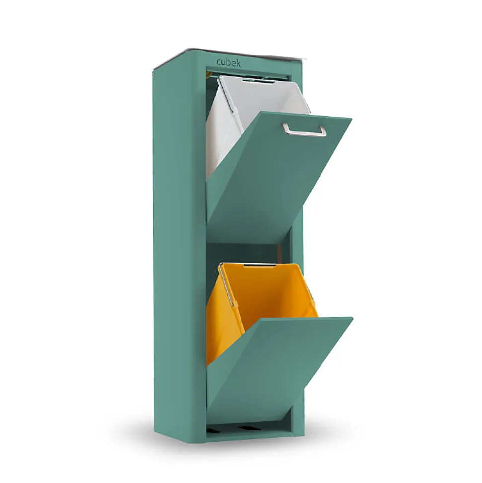Poubelle cuisine de tri sélectif CUBEK, 2 compartiments de 20 litres.