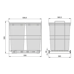 Poubelle cuisine PROMAX - poubelle encastrable 2 x 35 litres