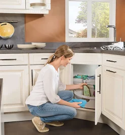 Poubelle d'angle encastrable tri sélectif 2 bacs 36L (18+18) Hailo Rondo