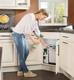 Poubelle d'angle encastrable tri sélectif 2 bacs 40L (20+20) Hailo Rondo Comfort