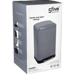 Poubelle de cuisine 30 l à pédale rectangulaire Ariane 5Five métallique coloris gris anthracite L.34 x P.32 x H.61 cm