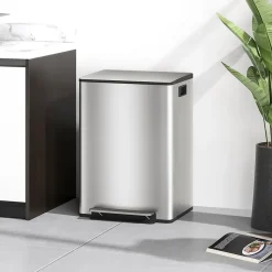 Poubelle de cuisine à pédale 2 compartiments 2 x 30L - seaux amovibles - acier inox. brossé