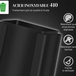 Poubelle de cuisine à pédale 2 compartiments 2 x 25L - seaux amovibles - acier inox. noir mat