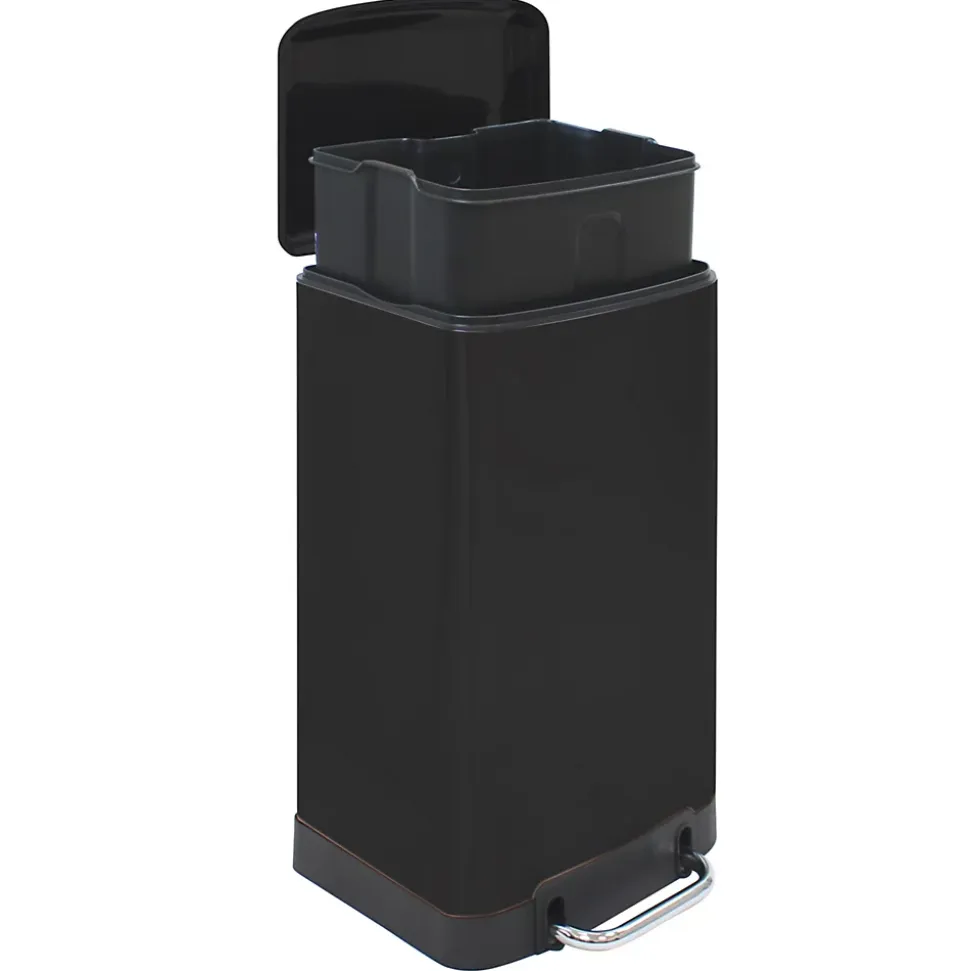 Poubelle de cuisine à pédale 30 L métal noir mat – l.34 x P.28 x H.68 cm – design compact, ouverture facile et hygiénique Frandis Urban