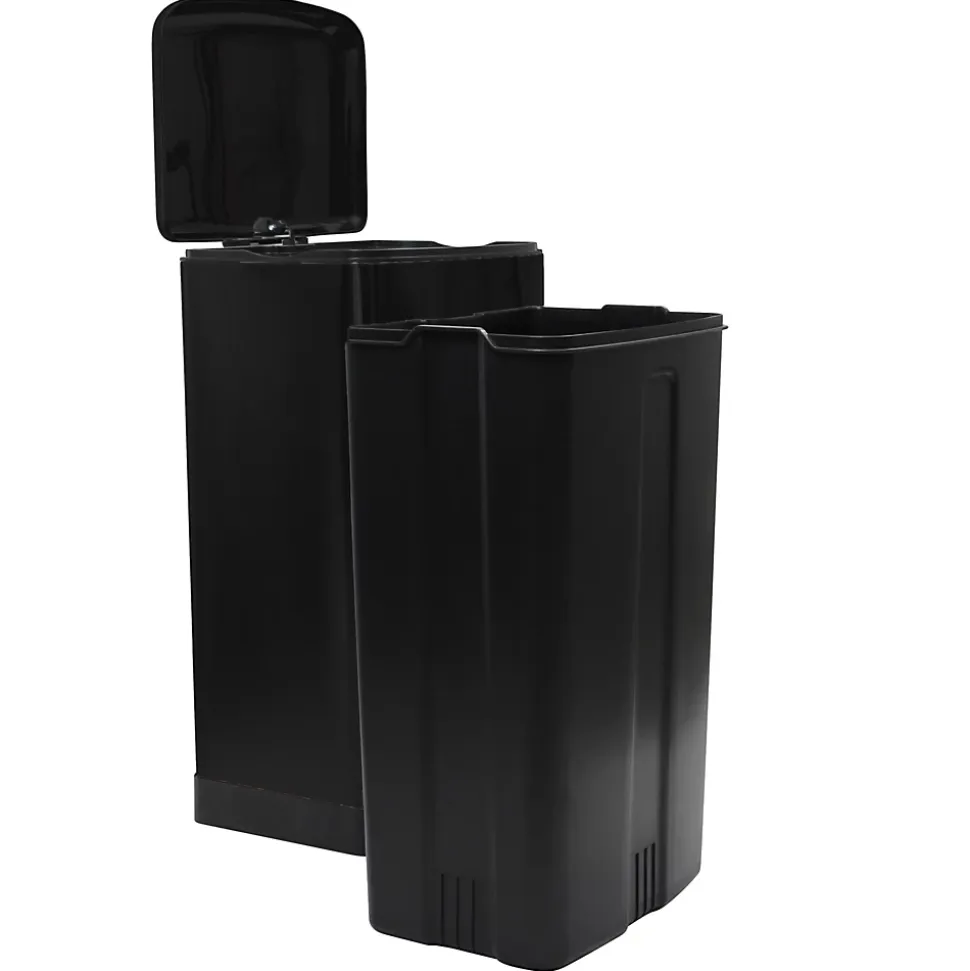 Poubelle de cuisine à pédale 30 L métal noir mat – l.34 x P.28 x H.68 cm – design compact, ouverture facile et hygiénique Frandis Urban