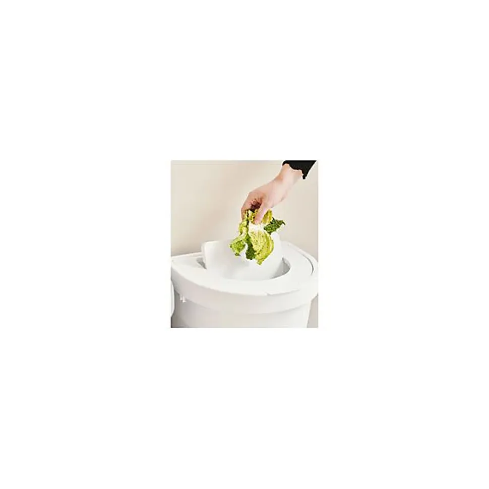 Poubelle de cuisine avec 2 couvercles basculant 10 litres - Blanc