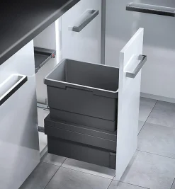 Poubelle de cuisine coulissante encastrable 30L Hailo Cargo Synchro