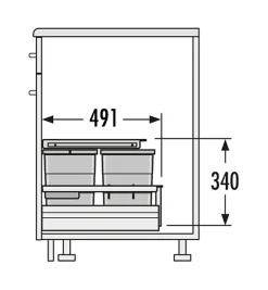 Poubelle de cuisine encastrable pour meuble coulissant 30L Hailo Separato K 450