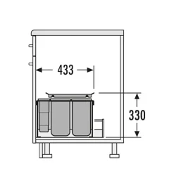 Poubelle de cuisine encastrable pour tiroir coulissant 29L Hailo AS XXL 500