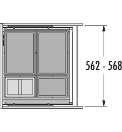 Poubelle de cuisine encastrable AS Allegro S295 2x18L + 2x8L Hailo