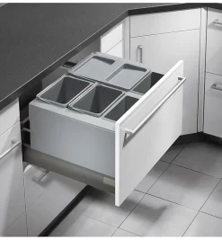 Poubelle de cuisine encastrable pour tiroir coulissant 35L Hailo AS XXL 600