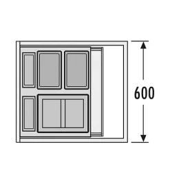 Poubelle de cuisine encastrable pour tiroir coulissant 35L Hailo AS XXL 600