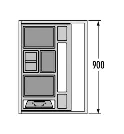 Poubelle de cuisine encastrable pour meuble coulissant 50L Hailo Separato K 900