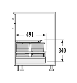 Poubelle de cuisine encastrable pour meuble coulissant 50L Hailo Separato K 900
