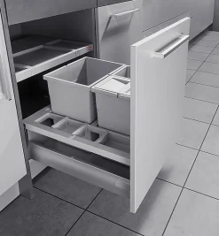 Poubelle de cuisine encastrable pour meuble coulissant 34L Hailo Separato K 600 Coloris - Gris