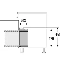 Poubelle de cuisine encastrable sous évier 18L Hailo AS Uno Coloris - Argent / Noir